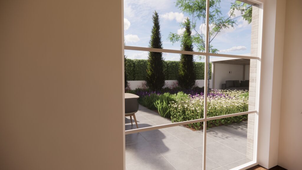 Achtertuin vanuiten binnen 2