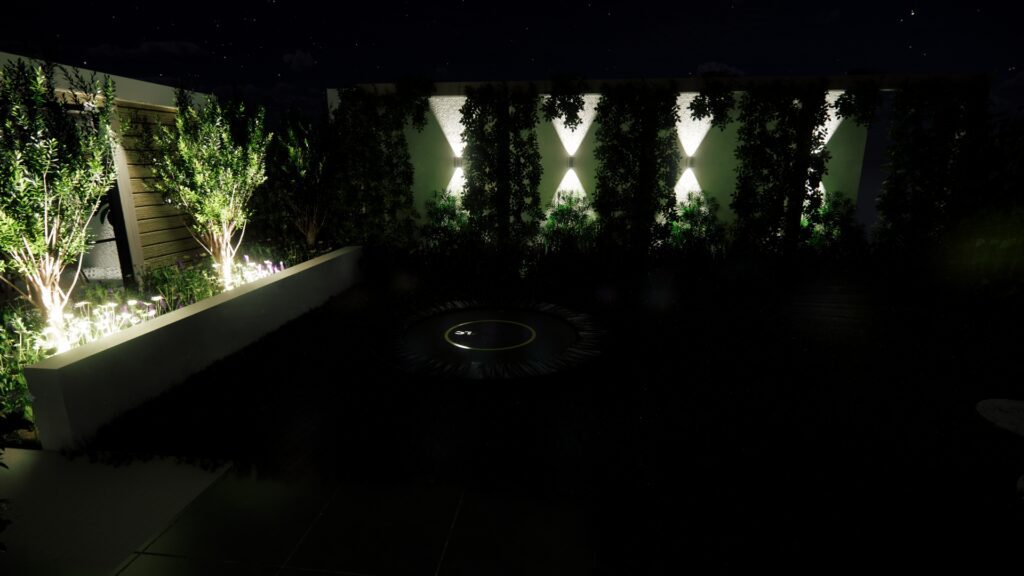 Verlichting muur en boompjes